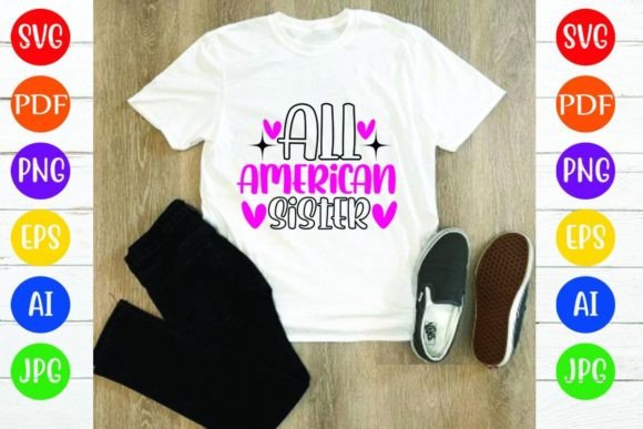 All American Sister: A Bold Graphic Asset for Editorial & T-Shirt Designs