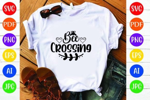 Bee Crossing: A Charming Graphics Asset for T-Shirt Designs