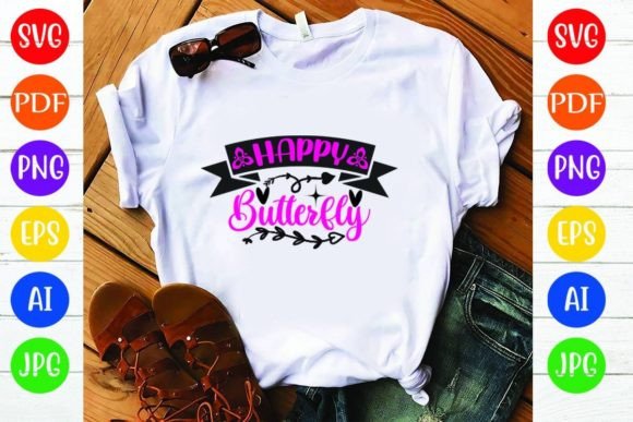 Happy Butterfly: A Graphics Asset for Lifestyle & T-Shirt Designs