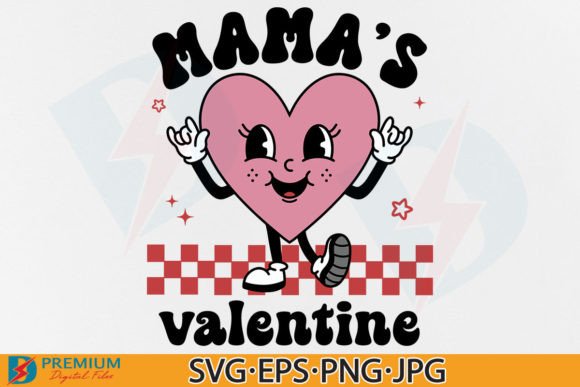 Mama's Valentine Retro Heart Graphics for T-Shirt Designs